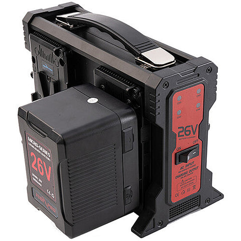 IndiPRO Tools Quad 26V V-Mount Battery Charger + 26V V-Mount Batteries (4x)